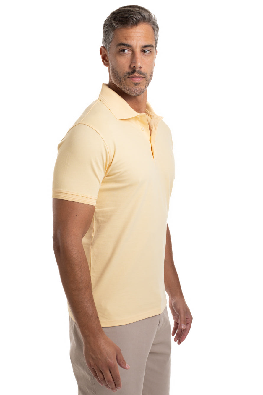 Polo Manga Curta Piquet Importada - Amarelo Claro
