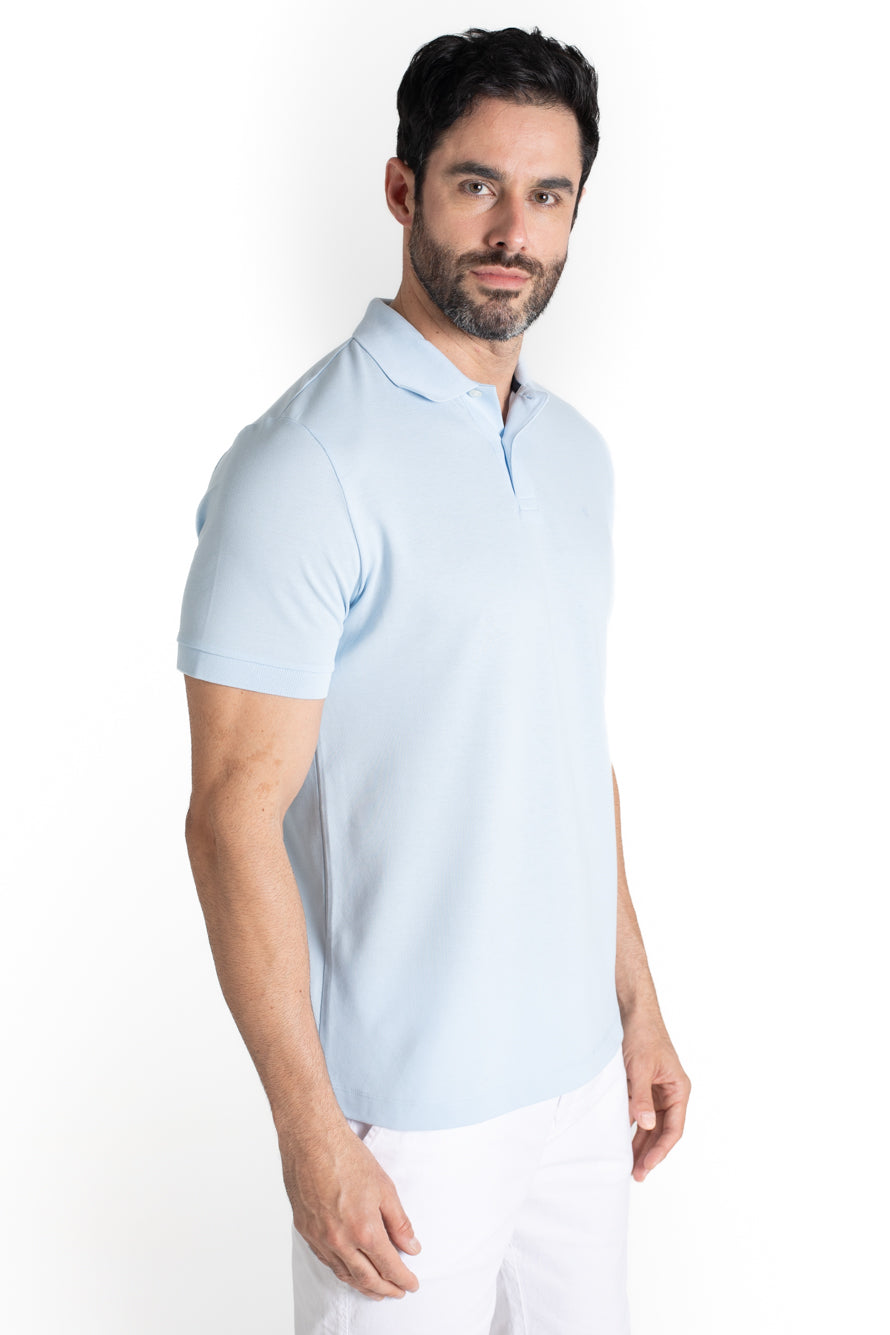 Polo Piquet Manga Curta - Azul Celeste