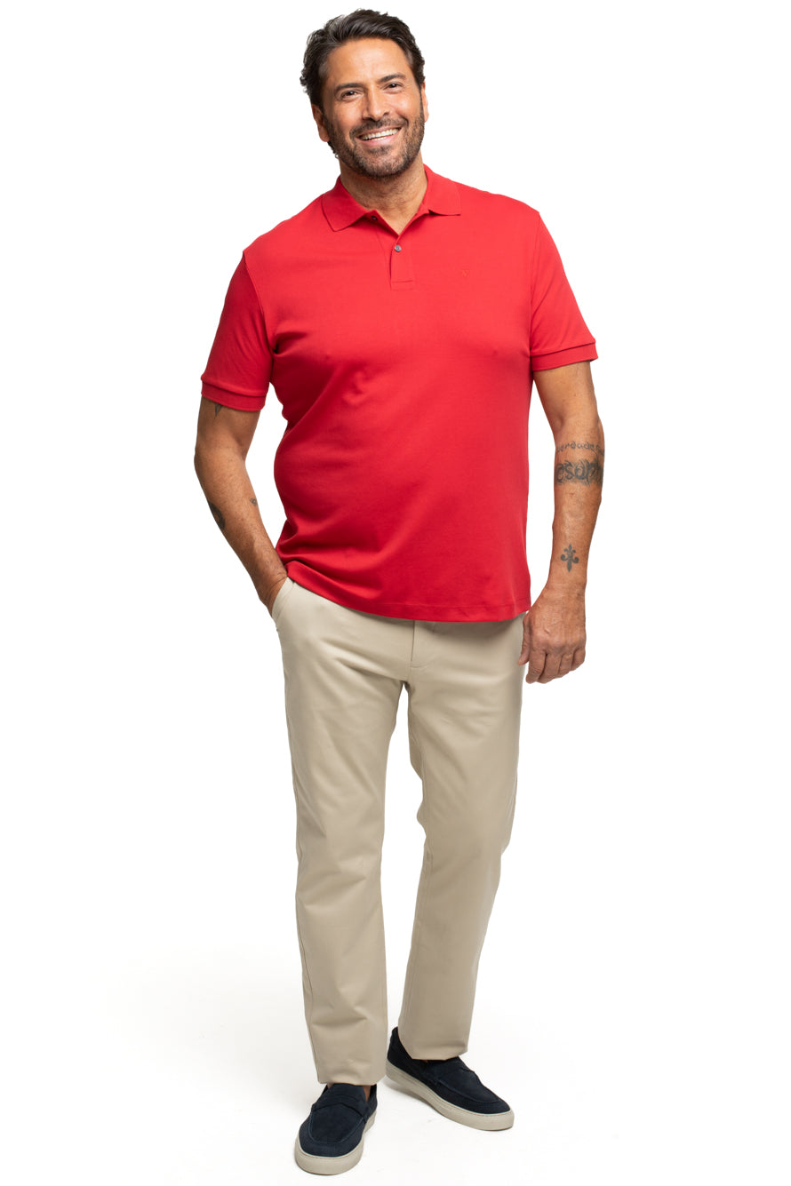 Polo Slim Pima Interlock - Vermelho