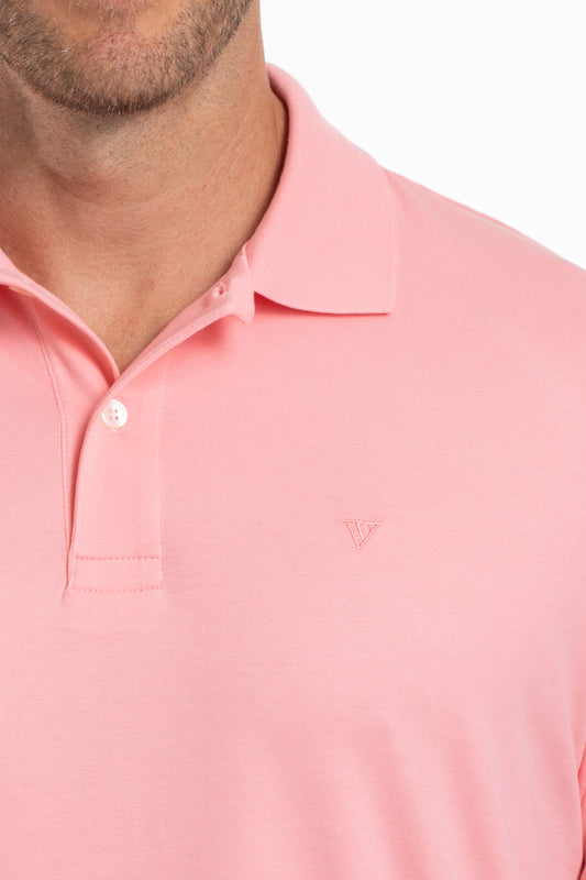 Polo Slim Pima Interlock - Rosa Claro
