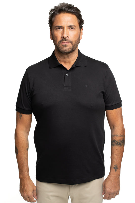 Polo Slim Pima Interlock - Preto