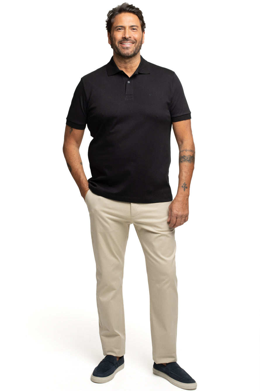 Polo Slim Pima Interlock - Preto