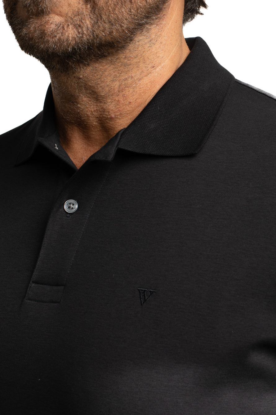 Polo Slim Pima Interlock - Preto