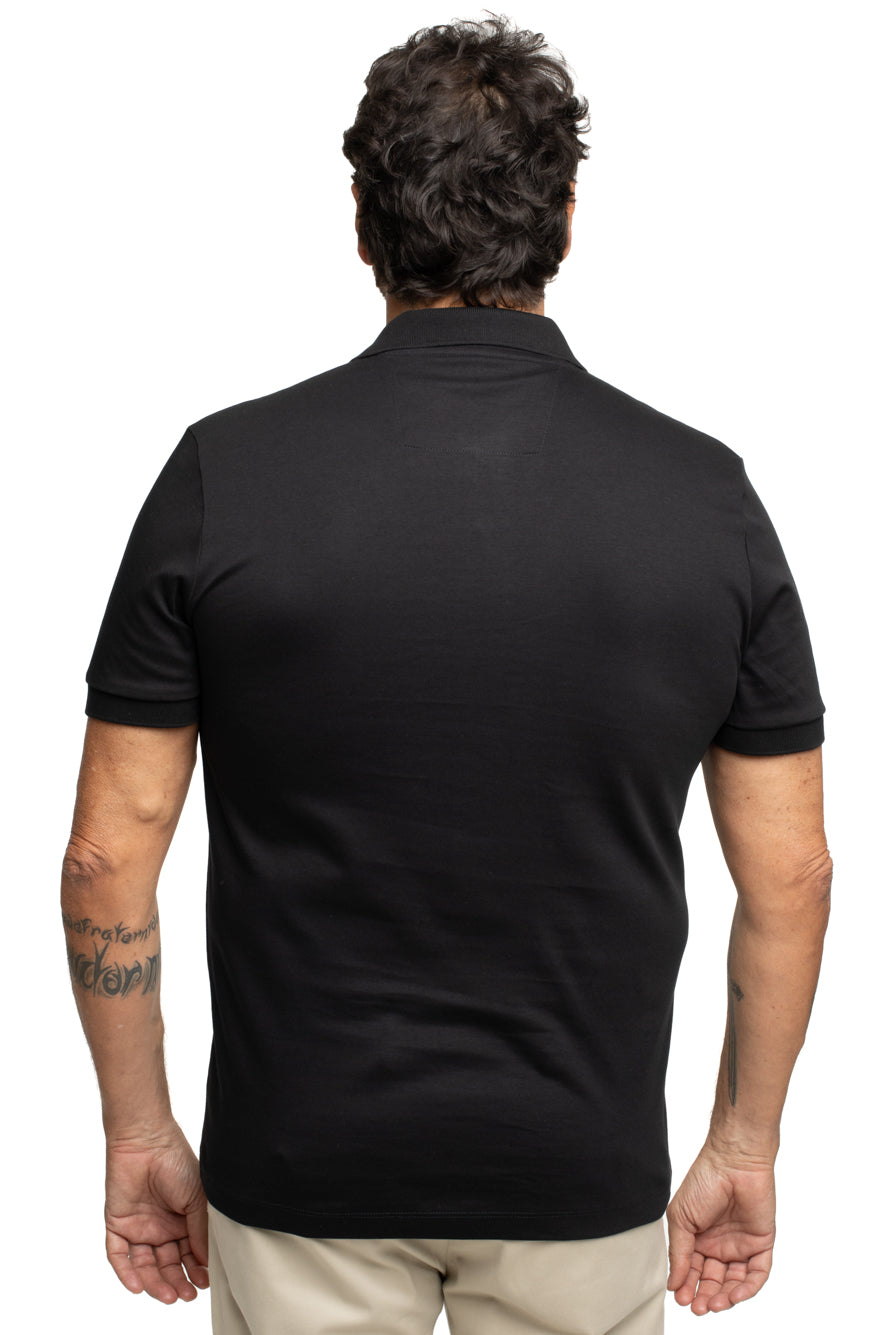 Polo Slim Pima Interlock - Preto