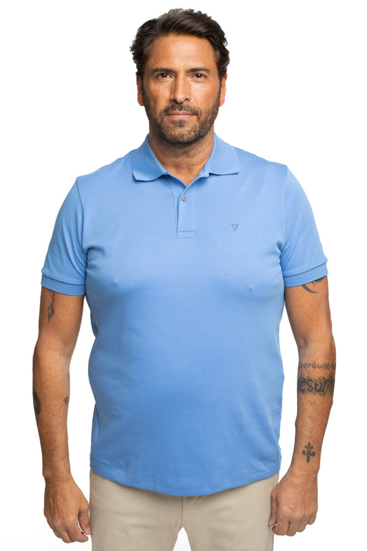 Polo Slim Pima Interlock - Azul Medio