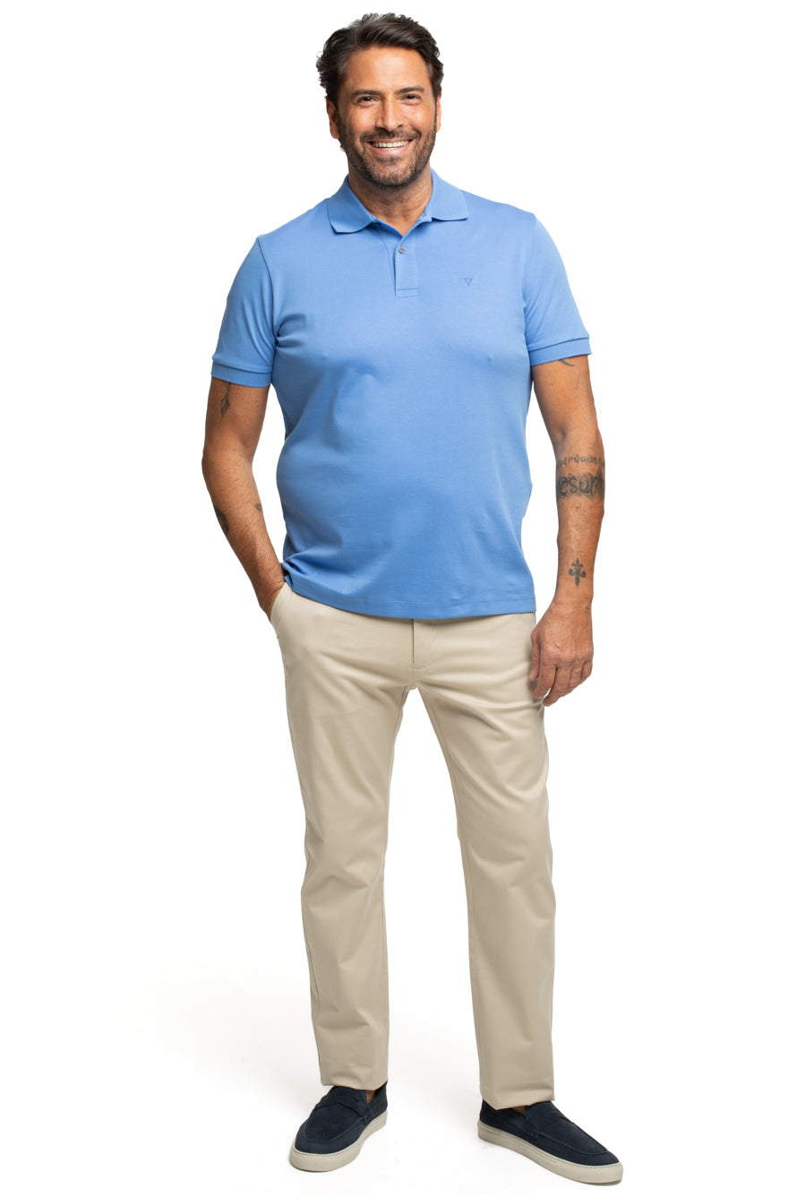Polo Slim Pima Interlock - Azul Medio