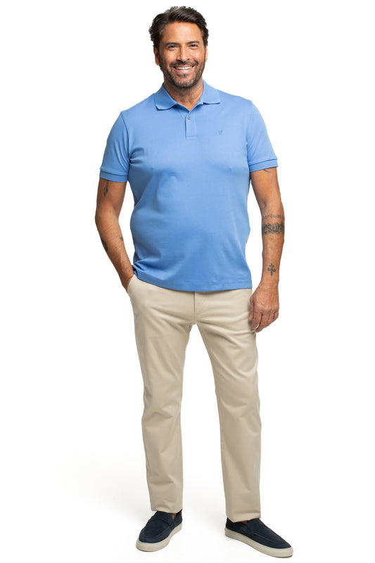 Polo Slim Pima Interlock - Azul Medio