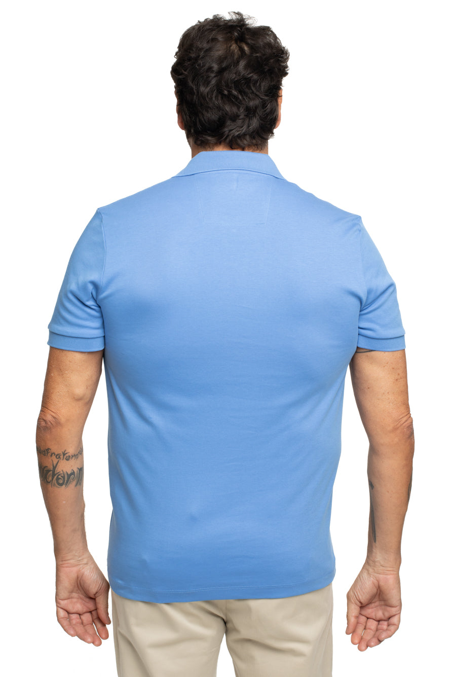 Polo Slim Pima Interlock - Azul Medio