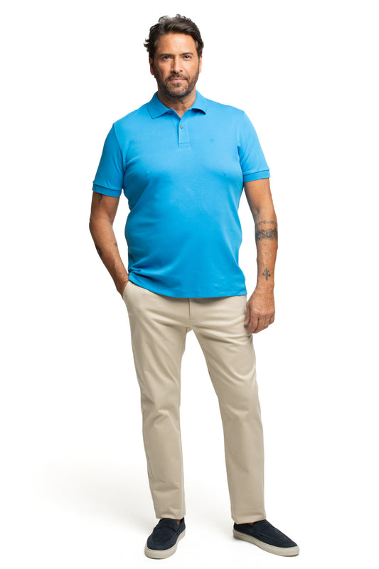 Polo Slim Pima Interlock - Turquesa