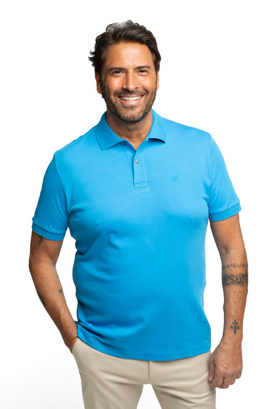 Polo Slim Pima Interlock - Turquesa