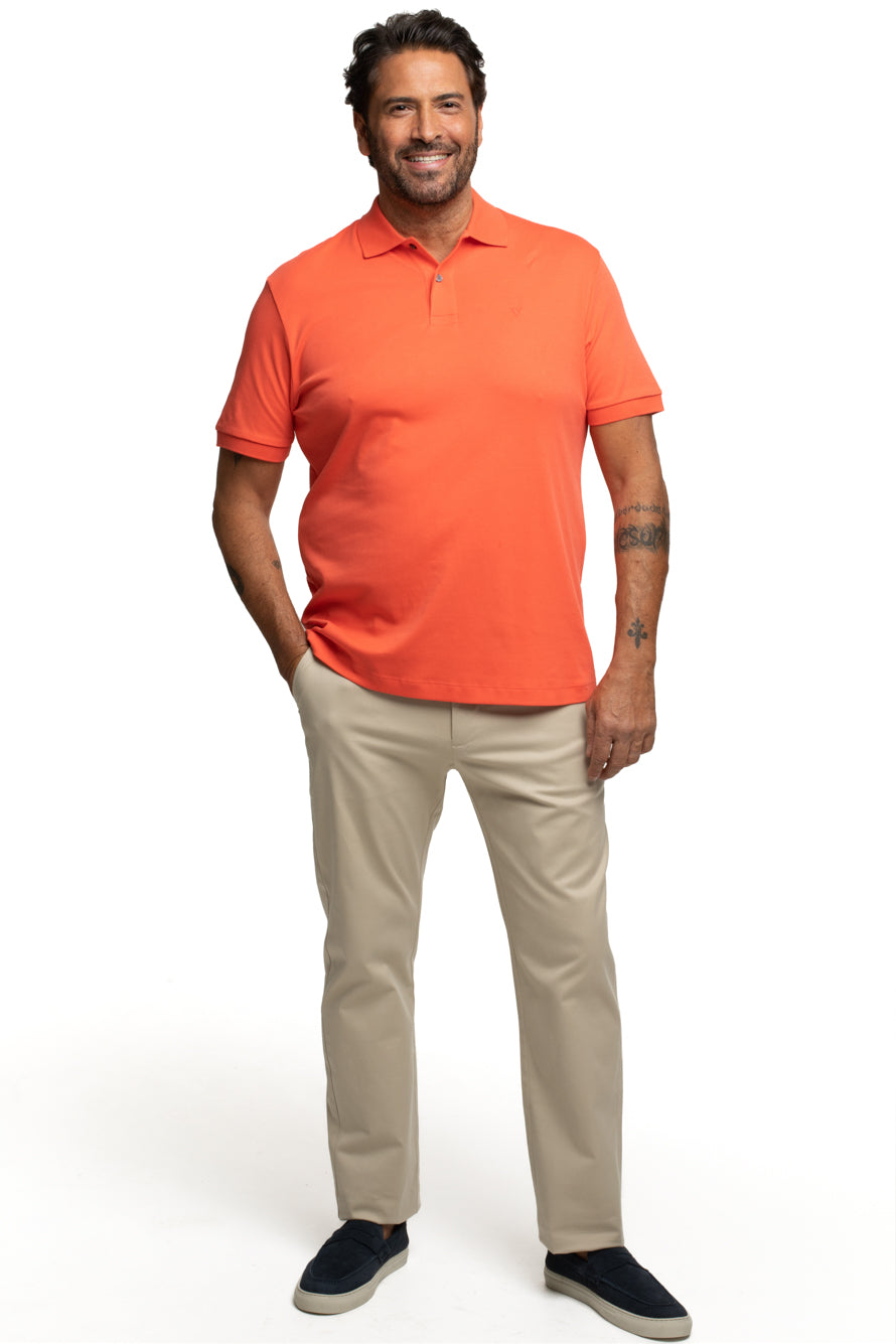 Polo Slim Pima Interlock - Coral