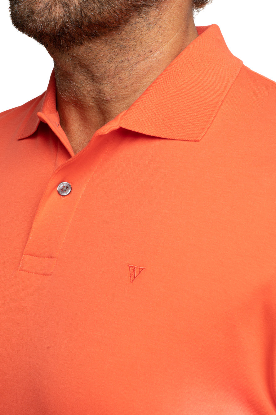 Polo Slim Pima Interlock - Coral