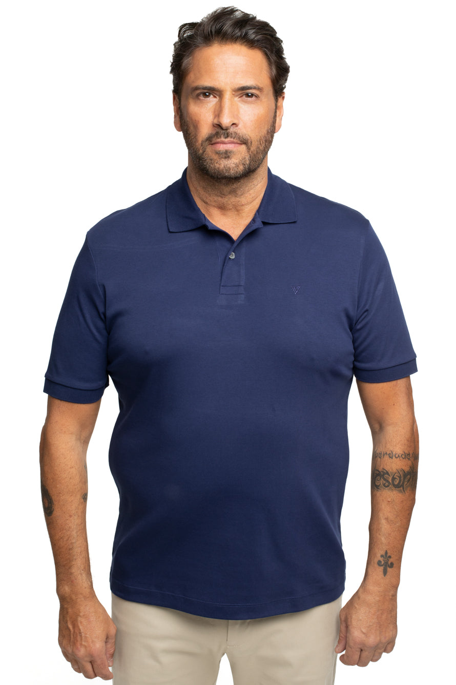 Polo Slim Pima Interlock - Azul Escuro