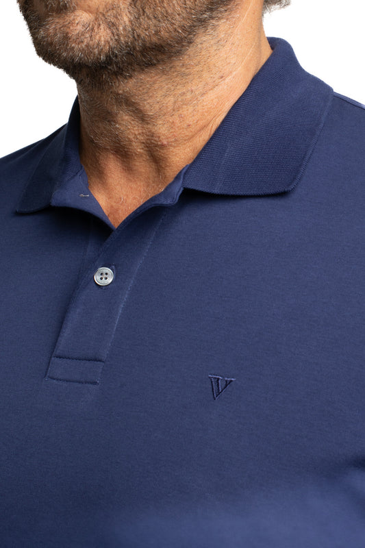 Polo Slim Pima Interlock - Azul Escuro