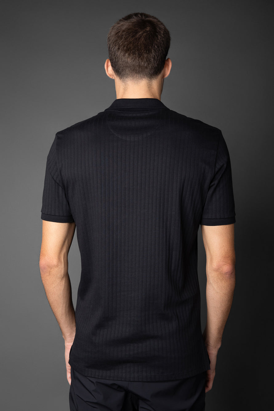 Polo Manga Curta Slim 2 Botões Pima Sanforizada - Preto