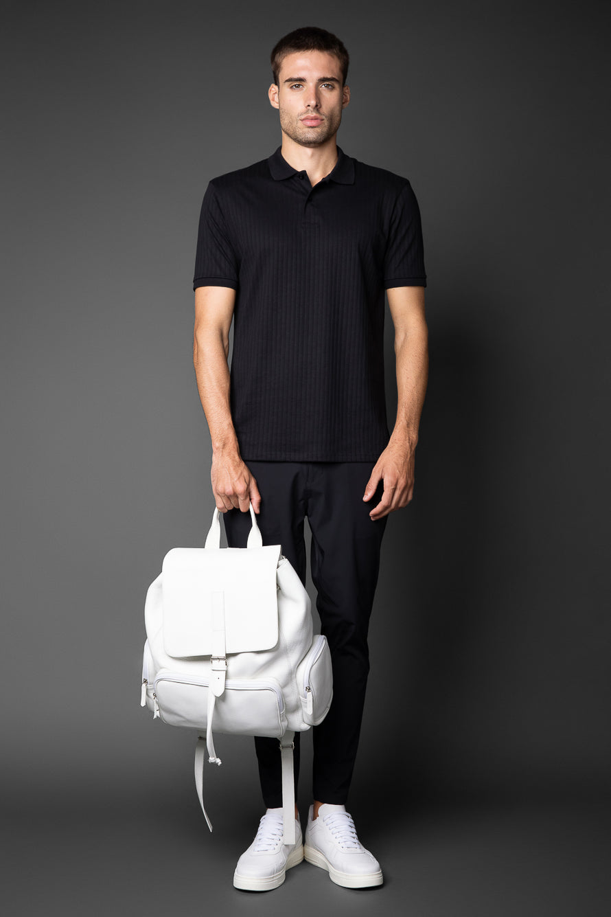 Polo Manga Curta Slim 2 Botões Pima Sanforizada - Preto