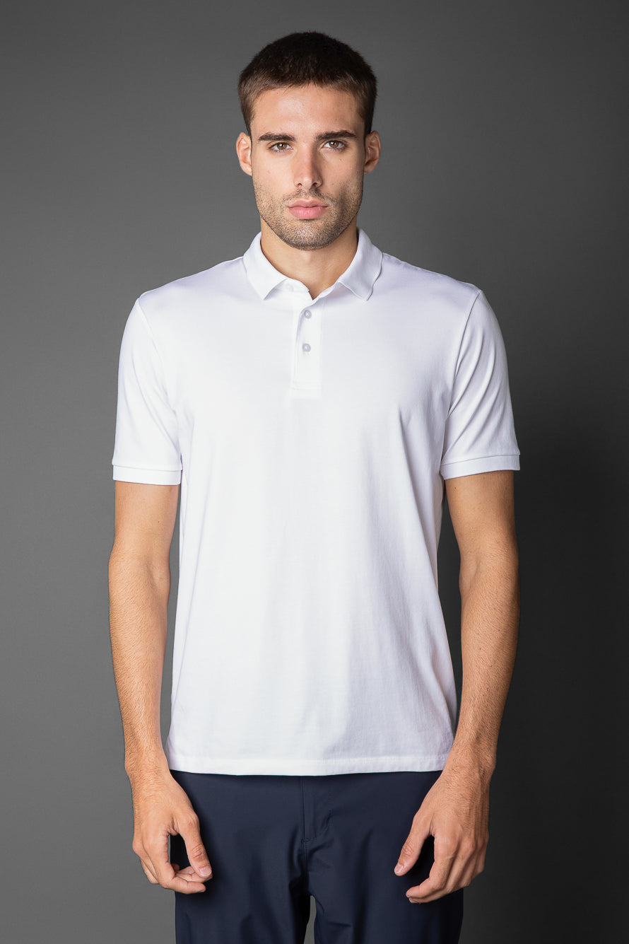 Polo Manga Curta Slim 3 Botões -  Branco