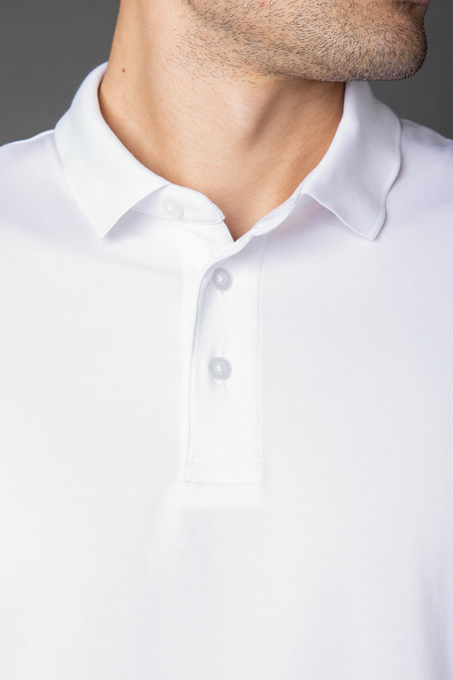 Polo Manga Curta Slim 3 Botões -  Branco