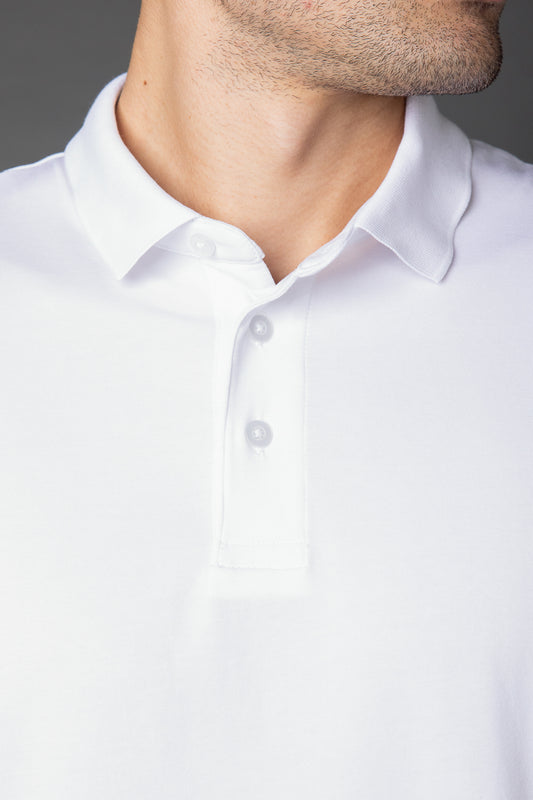 Polo Manga Curta Slim 3 Botões -  Branco