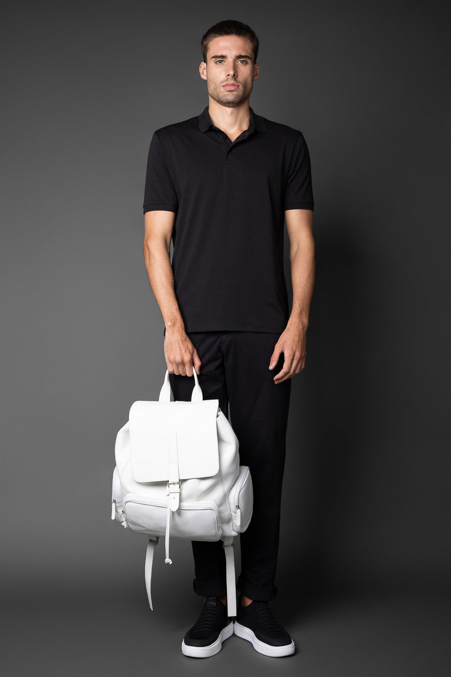 Polo Manga Curta Slim 3 Botões - Preto