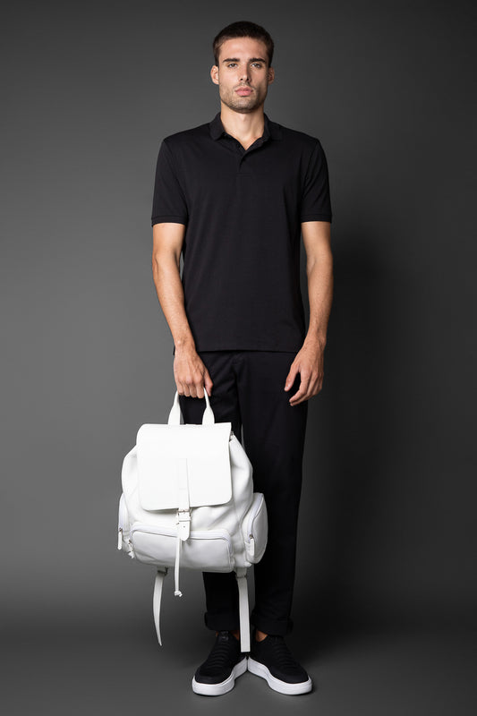 Polo Manga Curta Slim 3 Botões - Preto