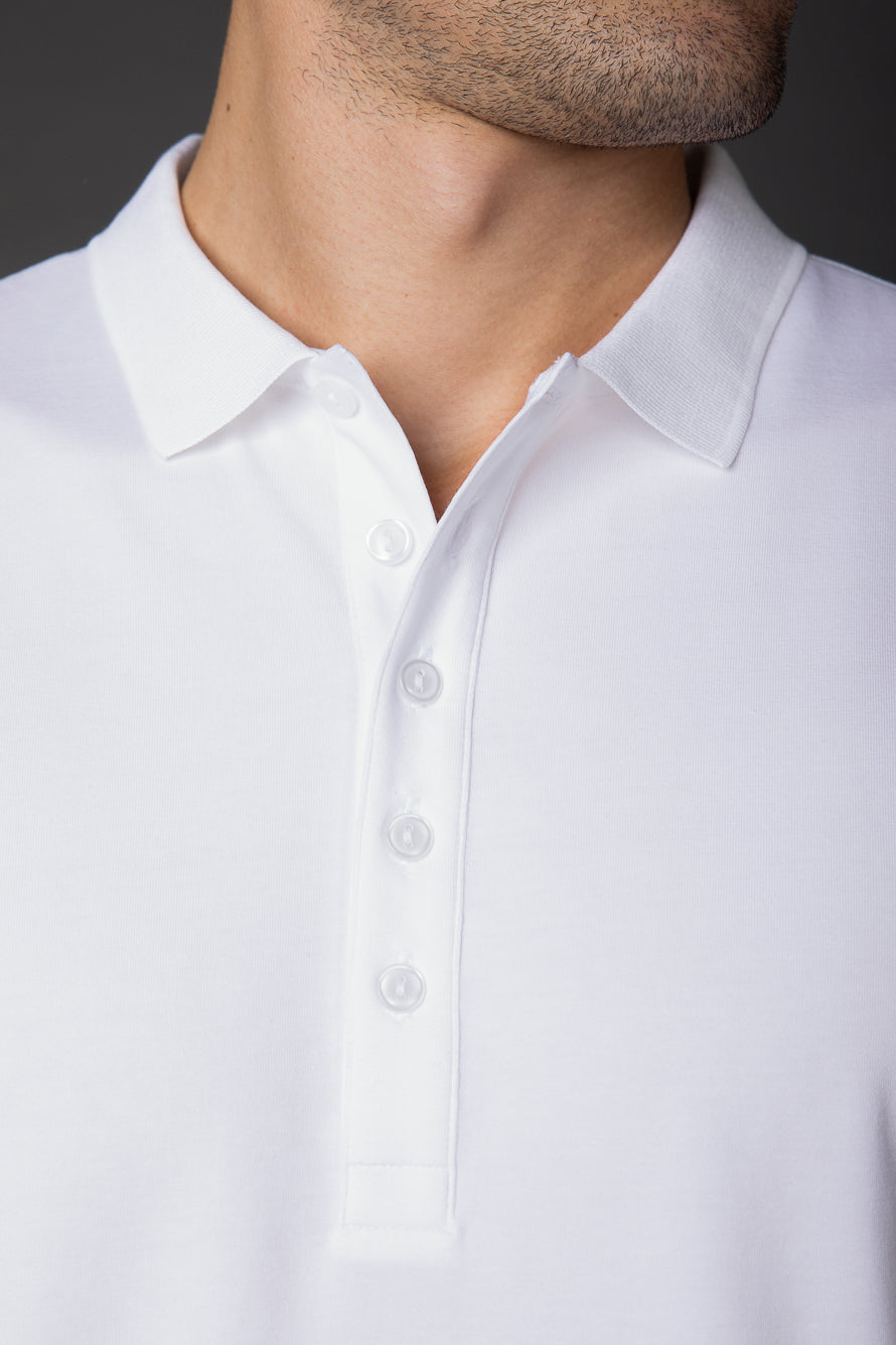 Polo Manga Curta 5 Botões Jersey Pima - Branco