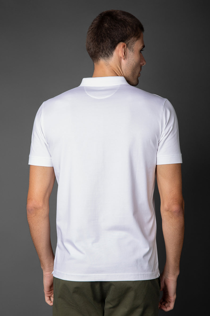 Polo Manga Curta 5 Botões Jersey Pima - Branco