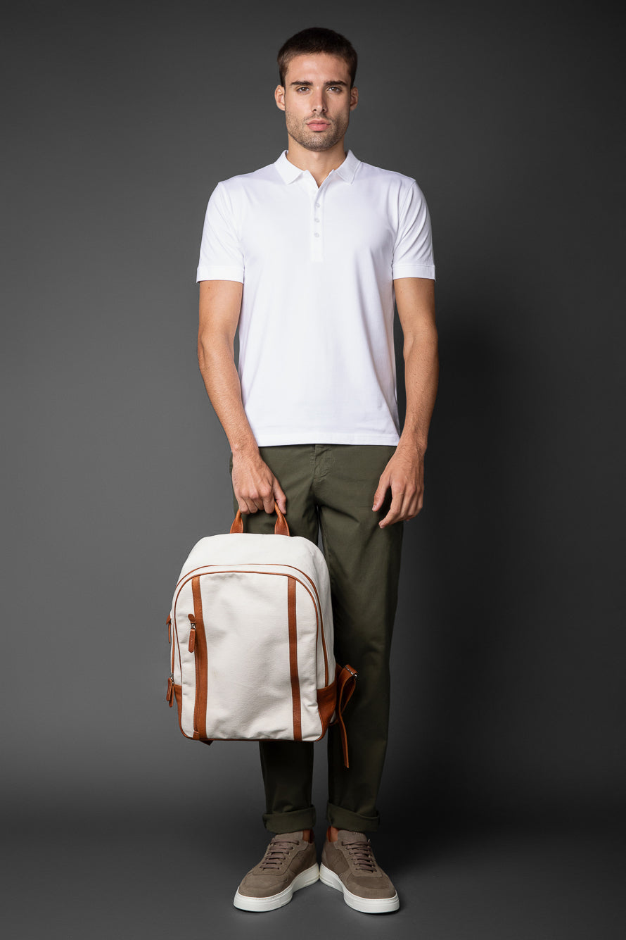 Polo Manga Curta 5 Botões Jersey Pima - Branco