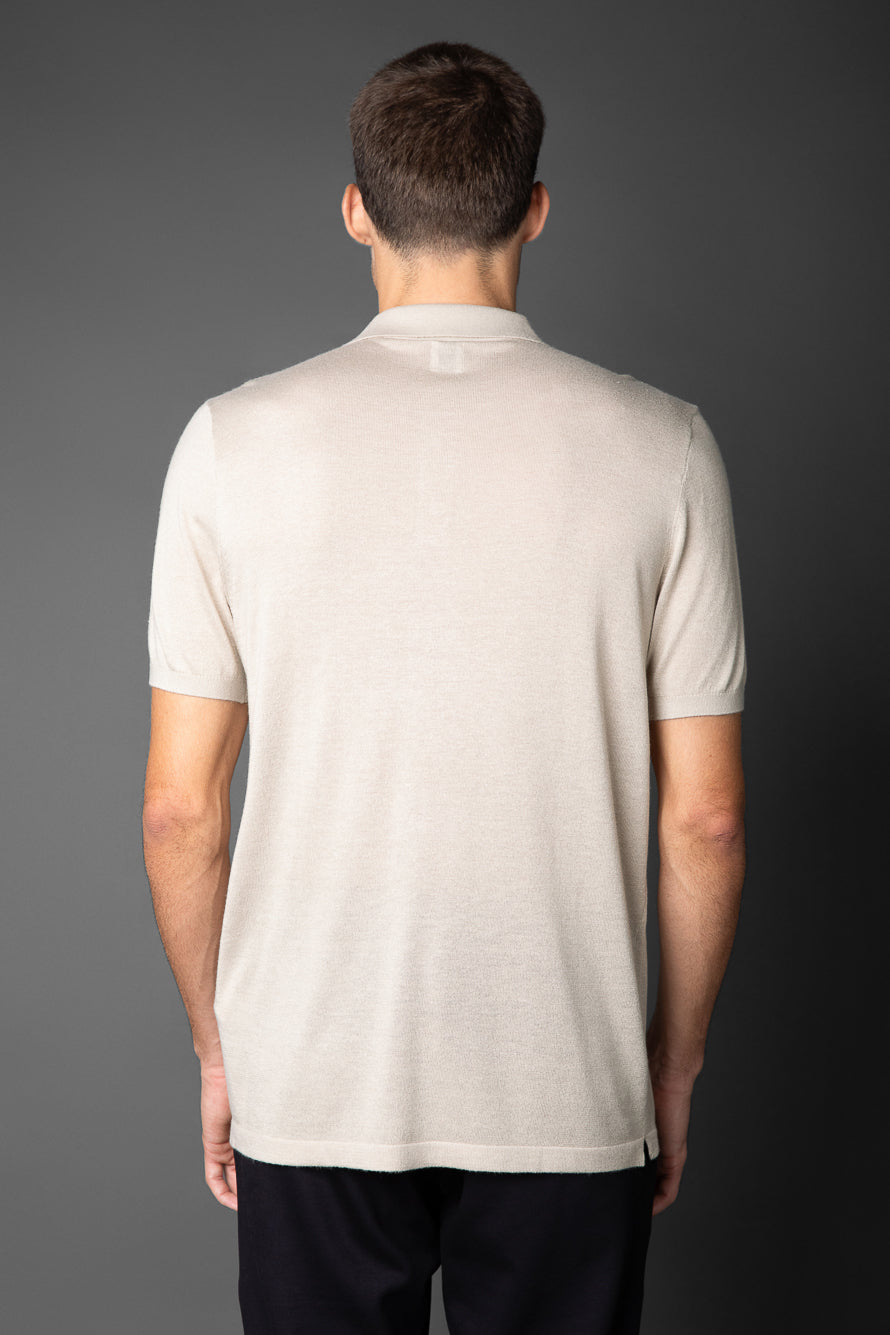 Polo Manga Curta Slim 3 Botões - Areia