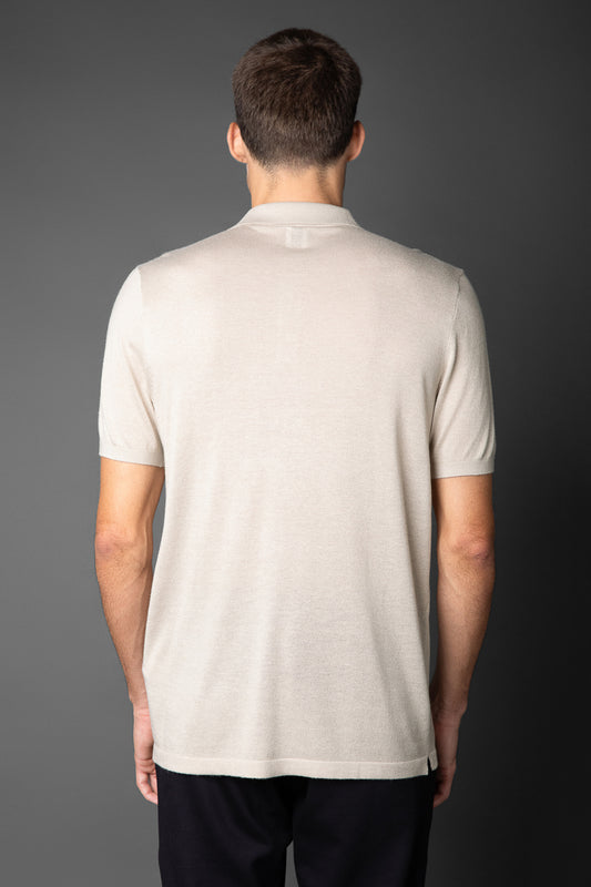 Polo Manga Curta Slim 3 Botões - Areia