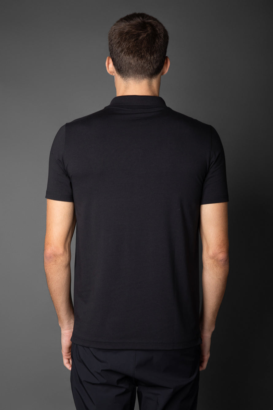 Polo Manga Curta Sem Botão Jersey Pima - Preto