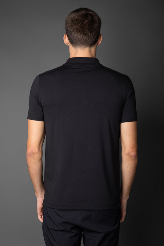 Polo Manga Curta Sem Botão Jersey Pima - Preto