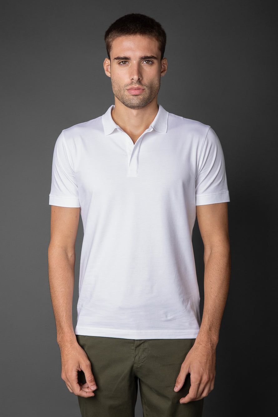 Polo Manga Curta Vista Dupla Jersey Pima - Branco