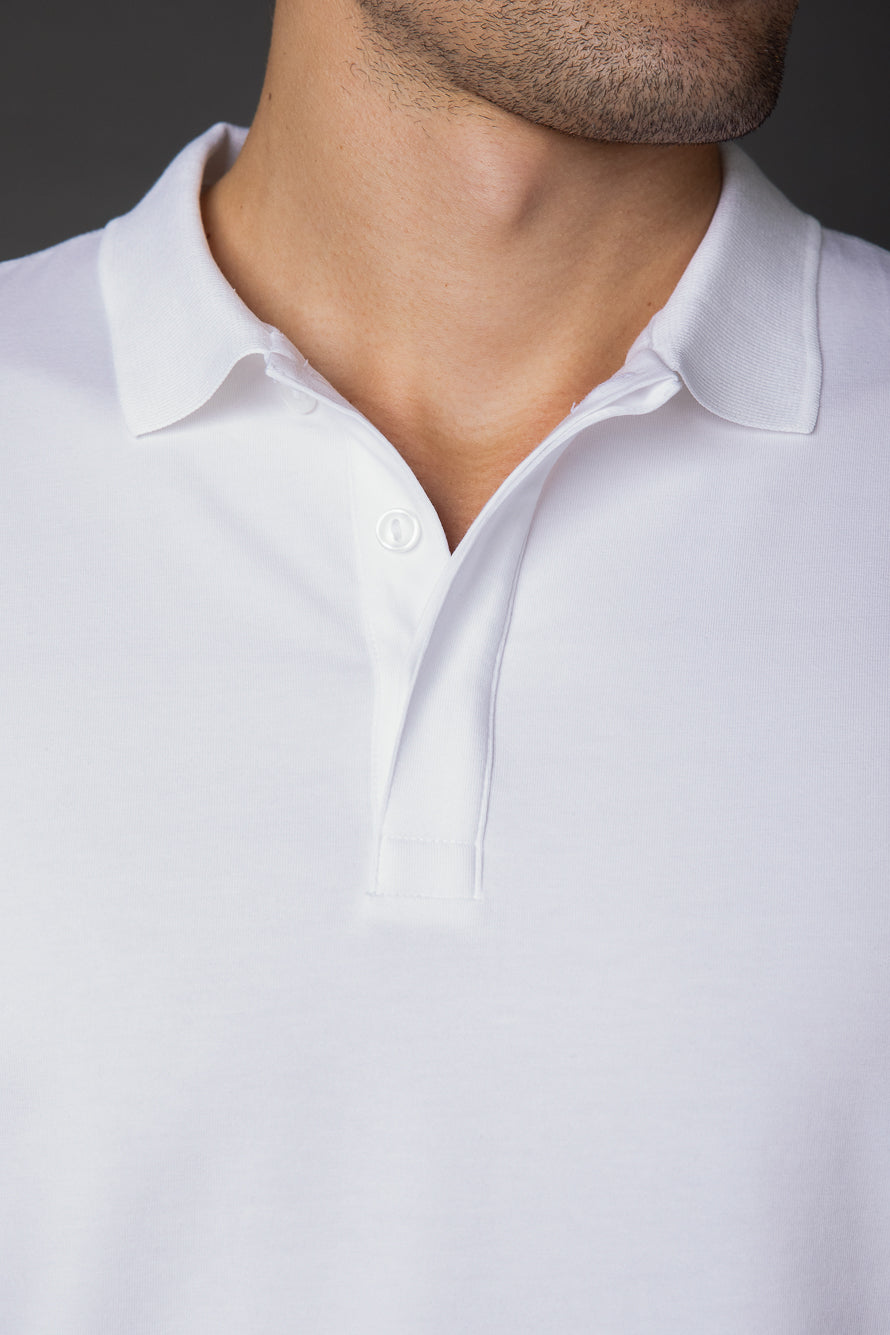 Polo Manga Curta Vista Dupla Jersey Pima - Branco