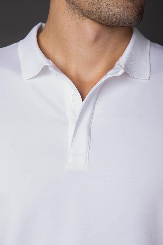 Polo Manga Curta Vista Dupla Jersey Pima - Branco
