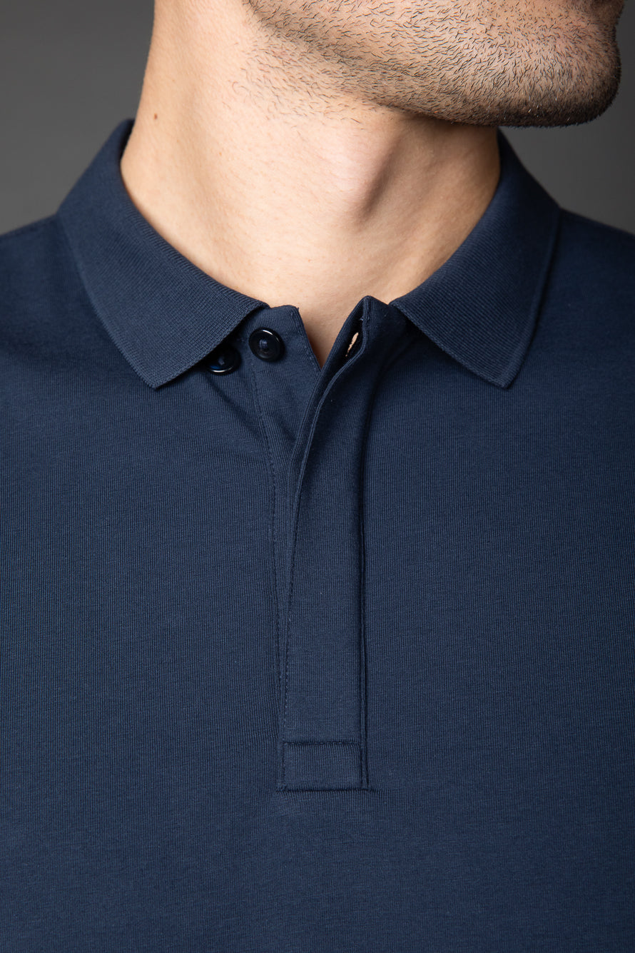 Polo Manga Curta Vista Dupla Jersey Pima - Azul