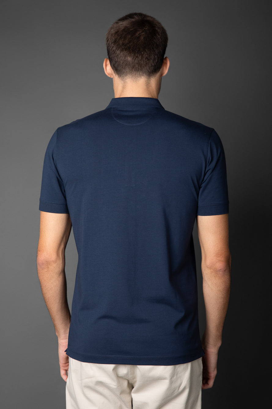 Polo Manga Curta Vista Dupla Jersey Pima - Azul
