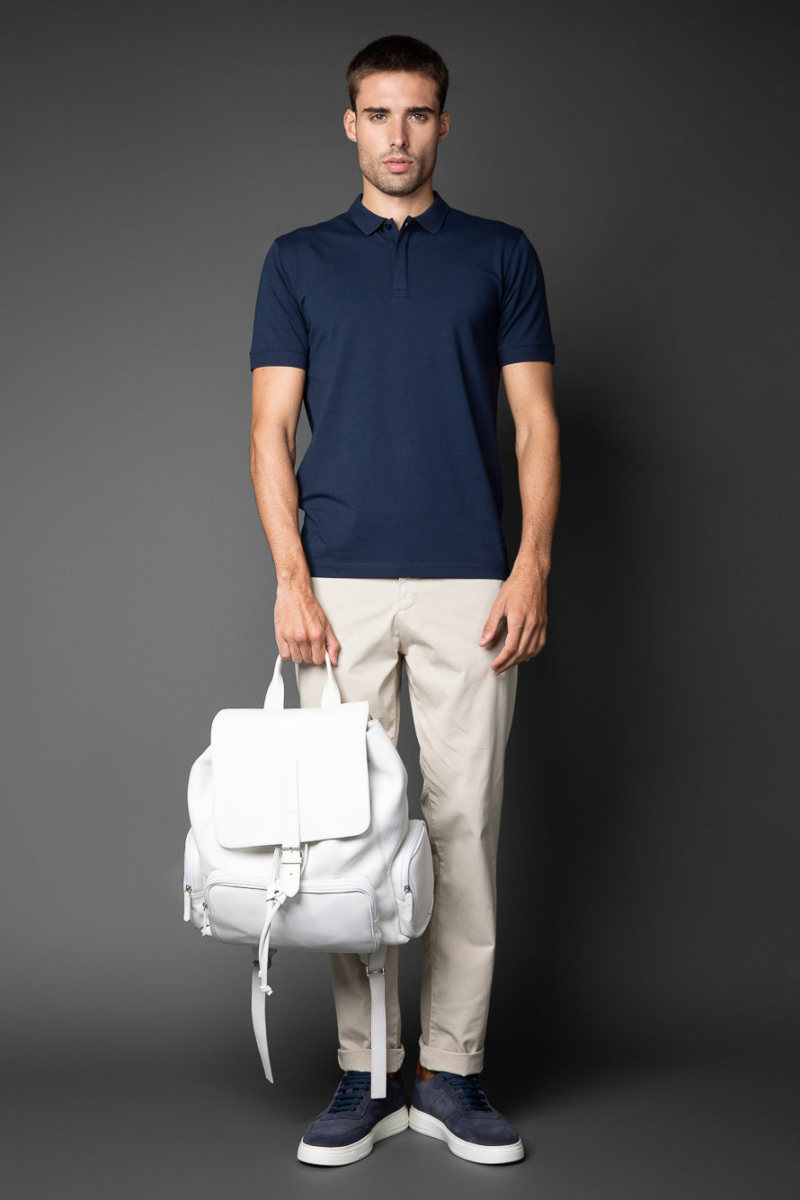 Polo Manga Curta Vista Dupla Jersey Pima - Azul