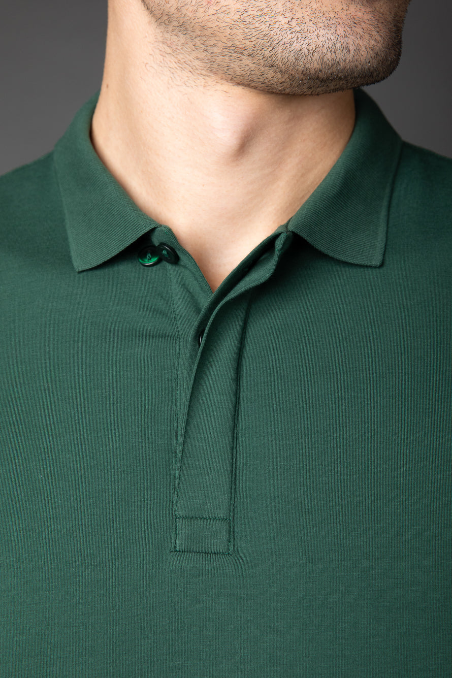 Polo Manga Curta Vista Dupla Jersey Pima - Verde Escuro