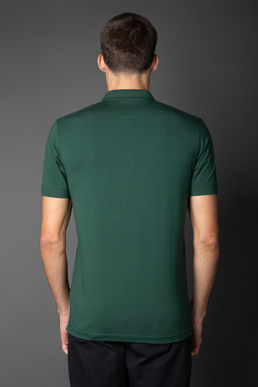 Polo Manga Curta Vista Dupla Jersey Pima - Verde Escuro