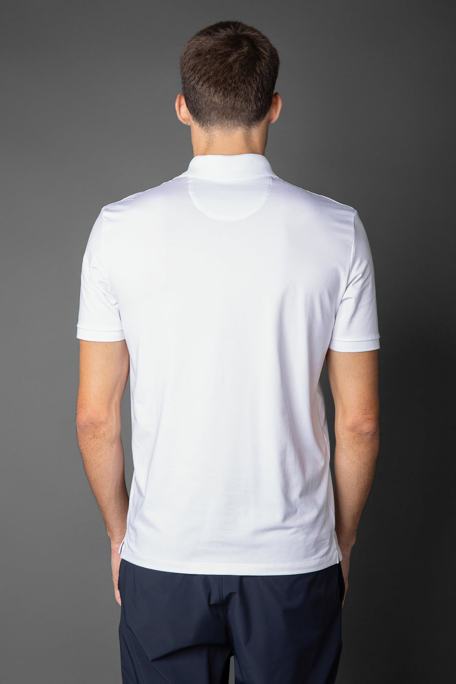 Polo Manga Curta Slim 1/2 Zíper Pima Tecnológica - Branco
