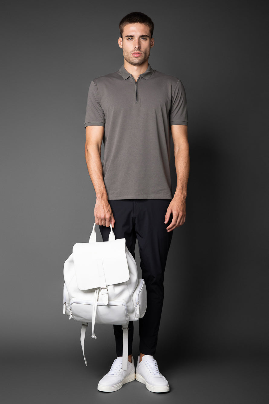 Polo Manga Curta Slim 1/2 Zíper Pima Tecnológica - Grafite