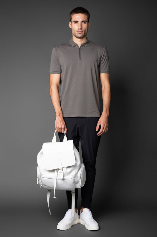Polo Manga Curta Slim 1/2 Zíper Pima Tecnológica - Grafite