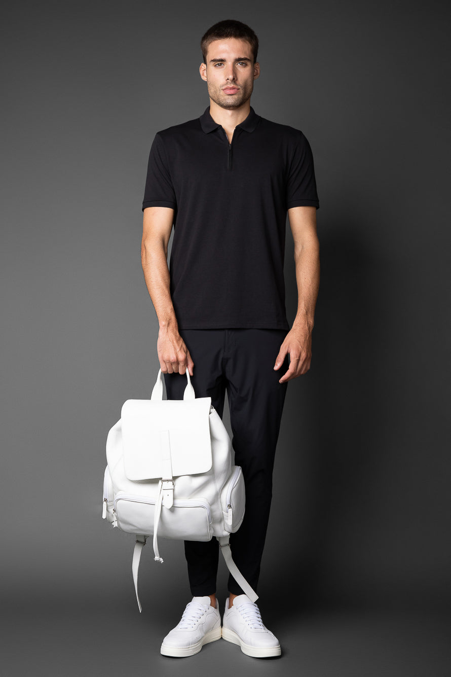 Polo Manga Curta Slim 1/2 Zíper Pima Tecnológica - Preto