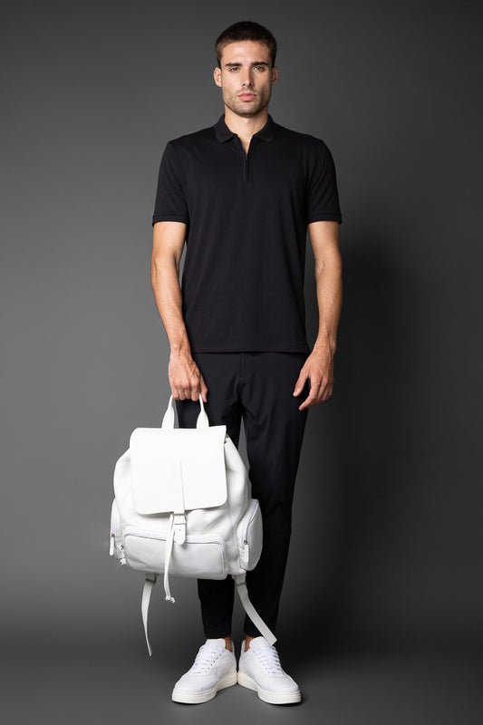 Polo Manga Curta Slim 1/2 Zíper Pima Tecnológica - Preto