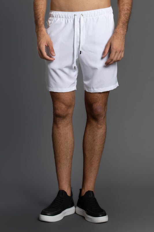 Shorts Liso Bolso Falso - Branco