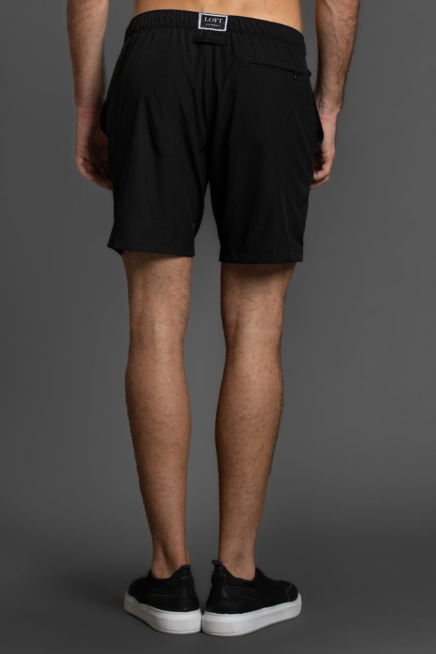 Shorts Liso Bolso Falso - Preto