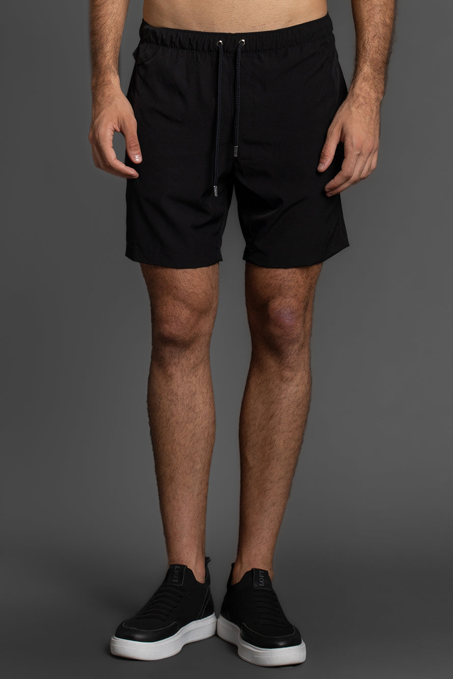 Shorts Liso Bolso Falso - Preto