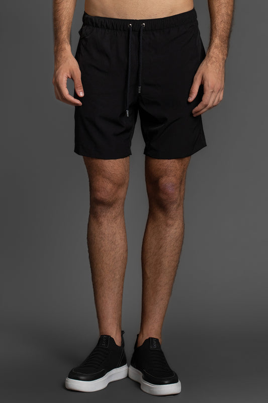 Shorts Liso Bolso Falso - Preto