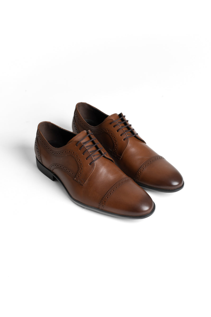 Sapato Social Amarrar Finioil Com Picote - Whisky